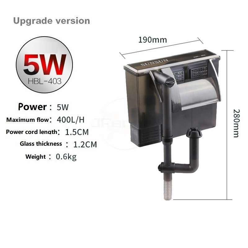 Sunsun-Filtre externe HBL suspendu pour aquarium, accessoire d'eau précieuse, bol à poisson, éponge Cascade, fournitures de charbon actif: GRIS