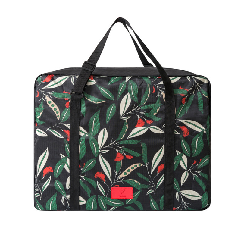 sac de voyage pliant grande capacité imperméable à l'eau impression florale sacs Portable femmes sac fourre-tout sacs de voyage femmes: Black