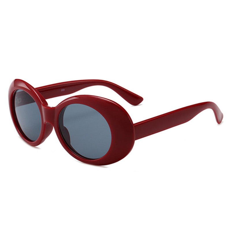 Yooske clout beskyttelsesbriller nirvana kurt cobain runde solbriller til kvinder mænd mærke briller retro solbriller  uv400 briller: Lilla rød