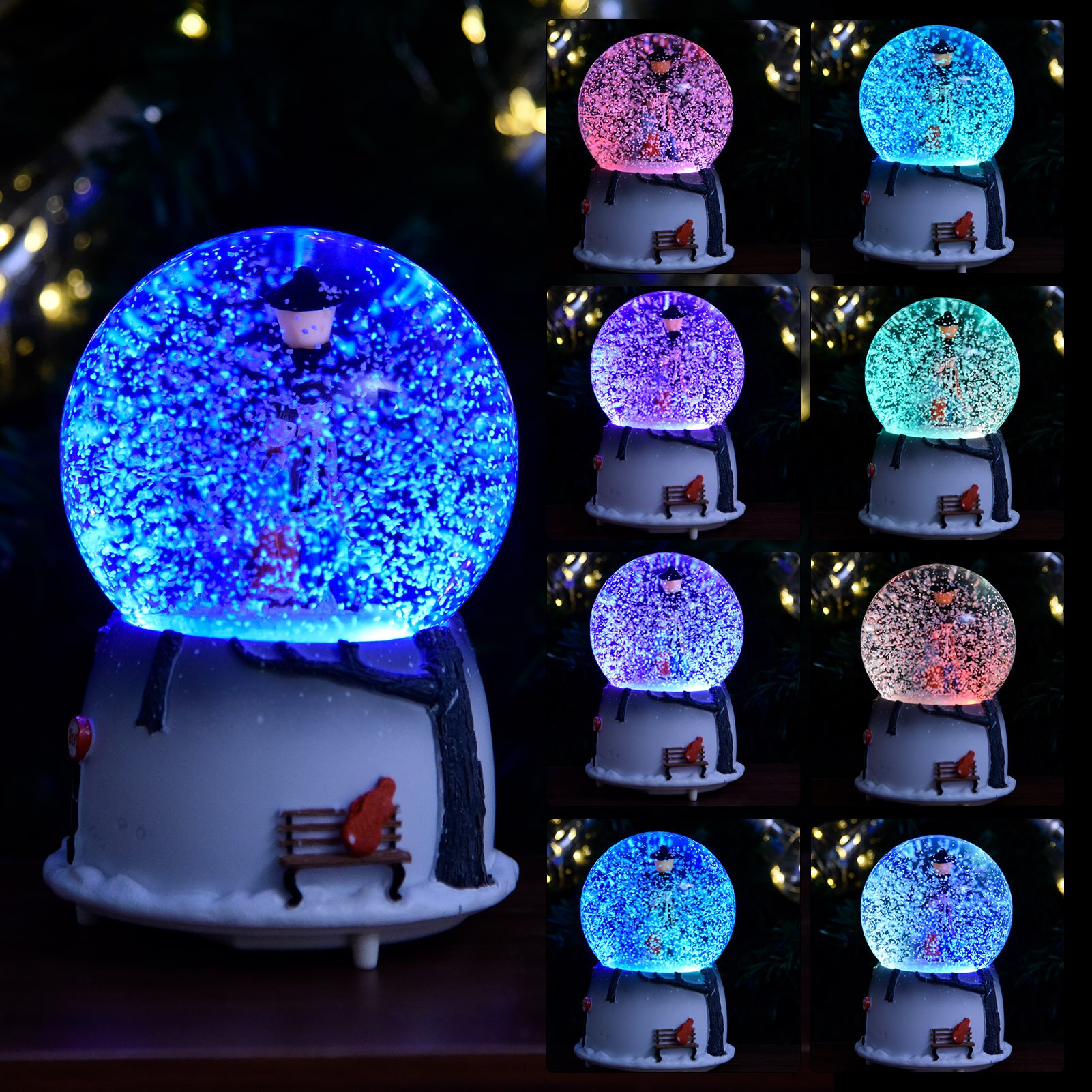 Crystal Ball Romantic Music Box Couple With Light Music Snowflake Rotate Birthday Valentines Day Wedding