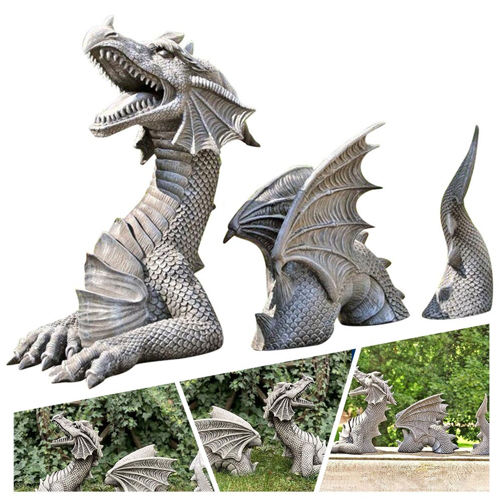 Grote Draak Gothic Tuin Standbeeld Decoratie Accessoires Sculpturen Hars Ornament Voor Tuin Outdoor Achtertuin Decoratie