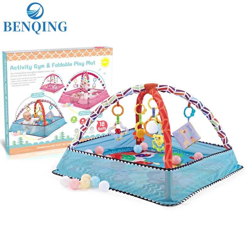 BENQING Foldable Baby Crawling Game Blanket 0-36 Months Enlightenment Toys Baby Multifunctional Fence Fitness Rack WR156