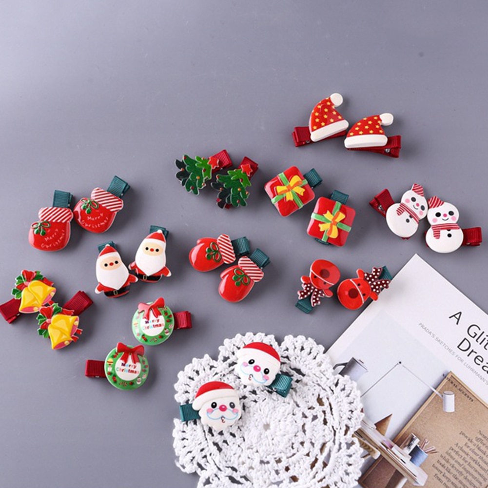 Épingles à cheveux de noël pour femmes et filles, adorables accessoires pour cheveux, bandeaux de dessins animés, pour enfants, breloques, bijoux