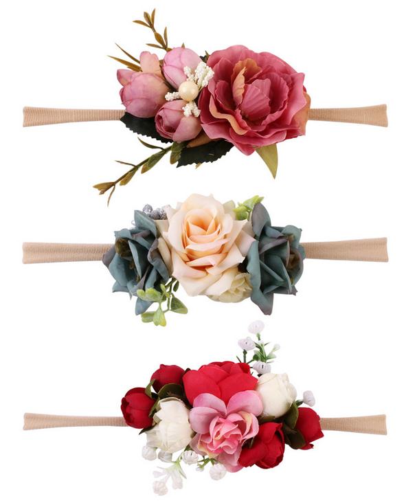 Accessori Dei Capelli Della Neonata 3pz Bambini Del bambino Del Fiore di Cerimonia Nuziale Ghirlanda di Capelli Della fascia Floreale corona Fotografia: 17837D