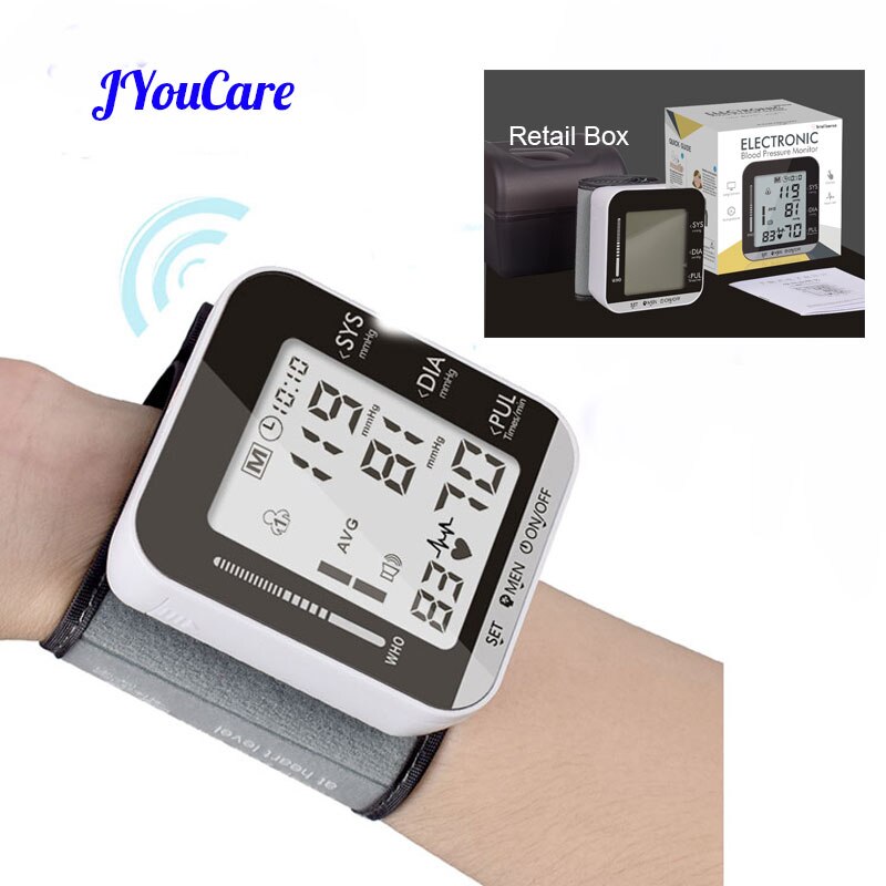 Jyoucare Automatische Pols Bloeddrukmeter + Case Digitale Pols Manchet Bloeddrukmeter Esfingomanometro Tonometer Voice