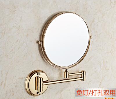 Extendable Magnifying Bathroom Wall Mounted Mirror Mural Light Vanity Makeup Bath Cosmetic Smart Mirrors pf101506: 8inch round golden