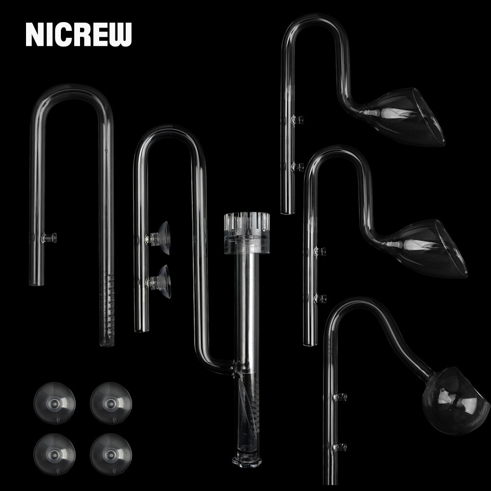Nicrew akvaario lily putki tulo- ja ulosvirtaus pintakeräimen lasilla 13mm 17mm akvaariosuodattimelle istutettu kalasäiliösuodatin