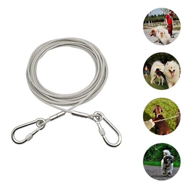Extra Long Wire Rope Leash For Large Dogs Outdoor Dog Chain Traction Rope About 6-9M 2 Colors 2 Sizes