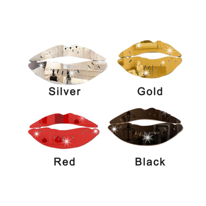 Decorative 3D DIY Mirror Sticker Removable Self-Adhesive Lips Mirror Wall Stickers Decal Art PVC Home Room Decoration