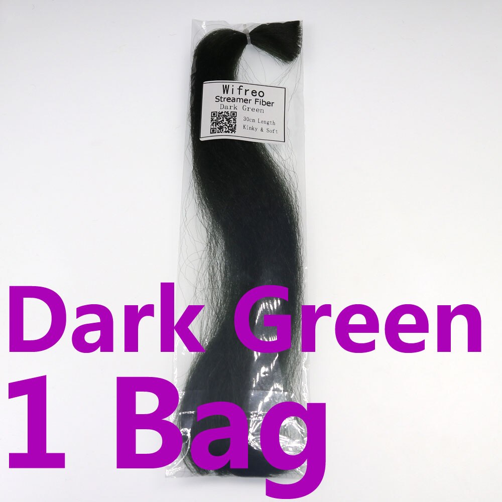 Wifreo 1 paczka 30CM karbowany Kinky Minnow fibre Streamer włókna muchowe Bucktail główka jigowa materiał wiązany do muchówek Bass Lure: dark green