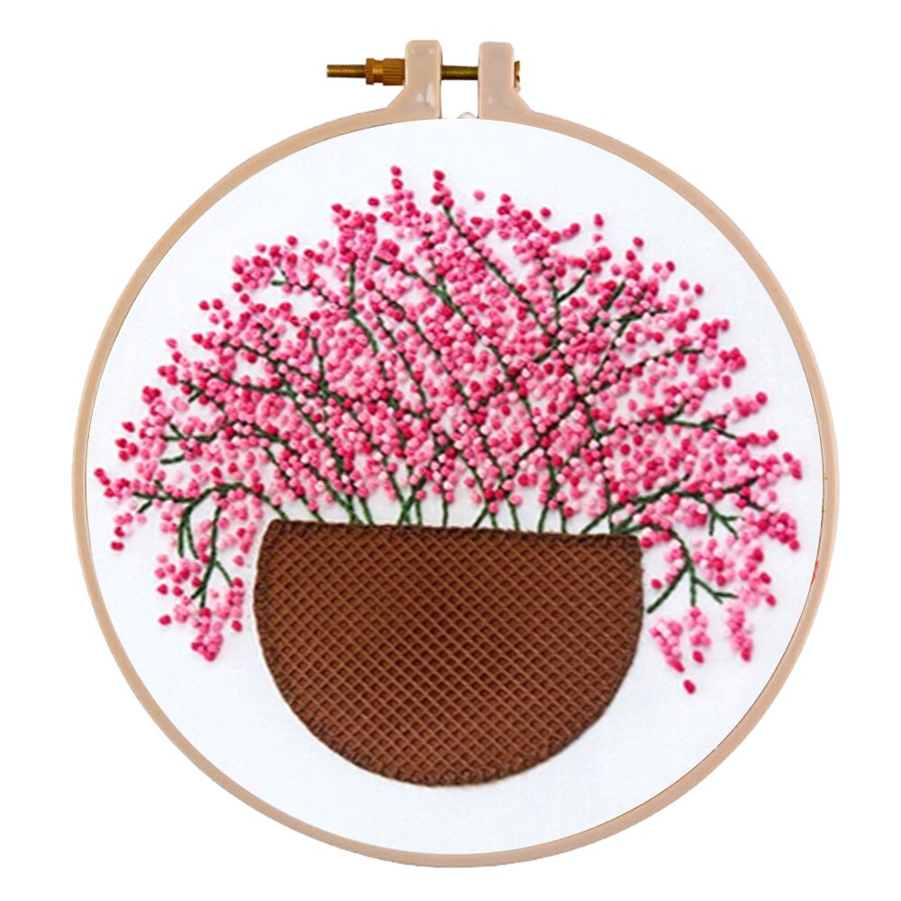 Blossom Patterns Embroidery Needlework Cross Stitch Kits DIY Gypsophila Canvas Embroidery Needlework DIY Framed: L