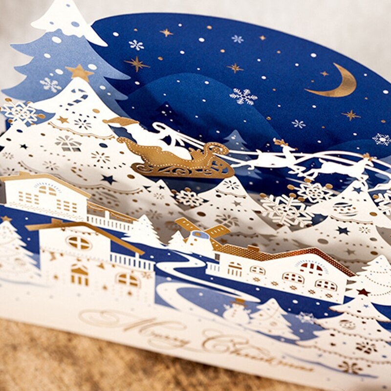 Merry Christmas Greeting Cards with Envelopes and Snow