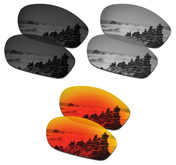 SmartVLT Replacement Lenses Polarized for Oakley Encounter Sunglasses - Multiple Pairs Packed: Black-Silver-Red