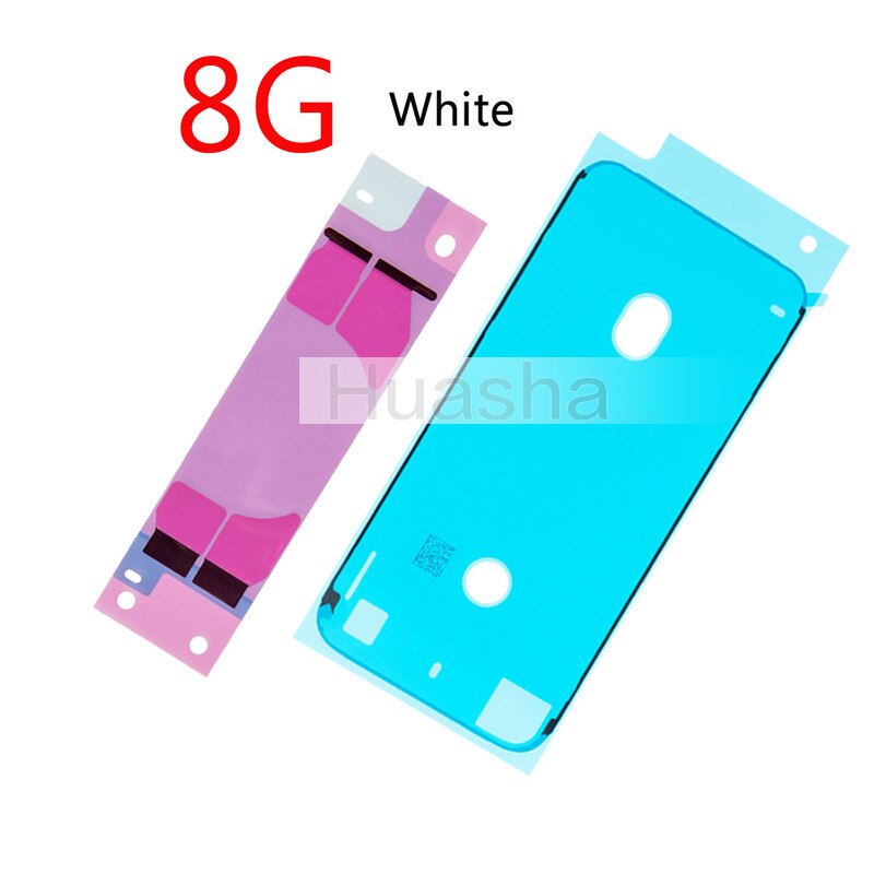 2pcs/set Battery Adhesive Sticker Strips + LCD Display Waterproof Seal Adhesive Sticker for iPhone 6S 7 8 Plus X: For 8G  White