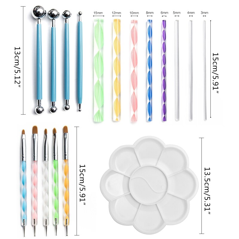35 stuks mandala stippelpen gereedschapset voor het schilderen van rotssteen acryl stokkwast 1 stuk