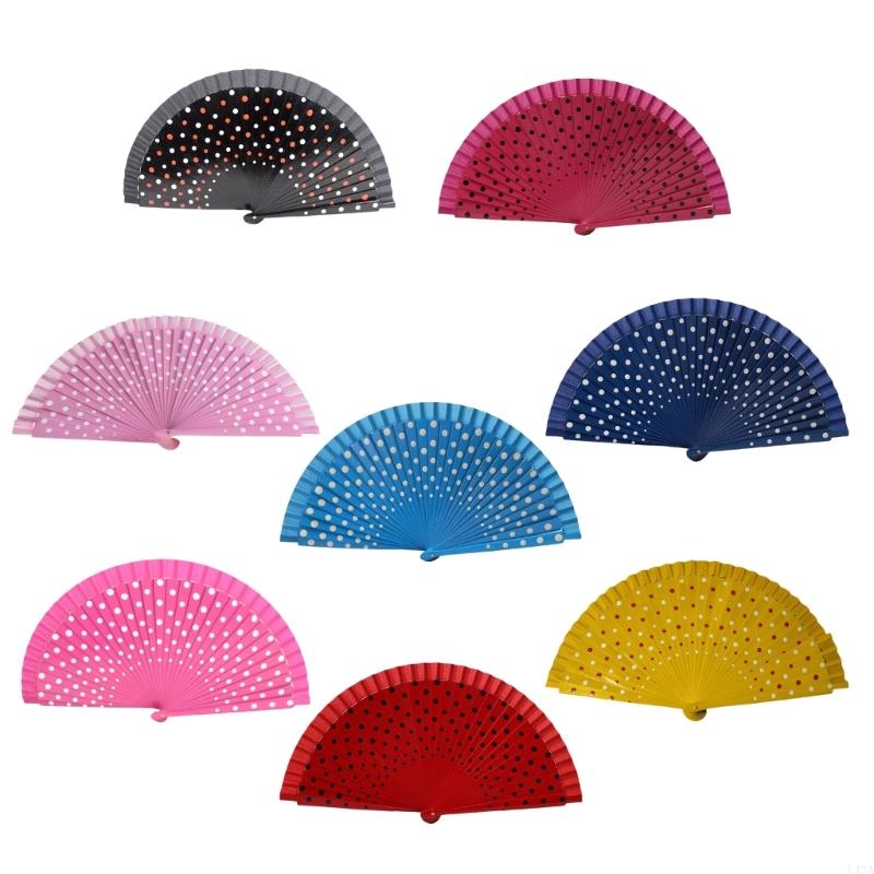 Abanico mano plegable español Flamenco L43A, abanico madera para fiestas baile, decoraciones boda