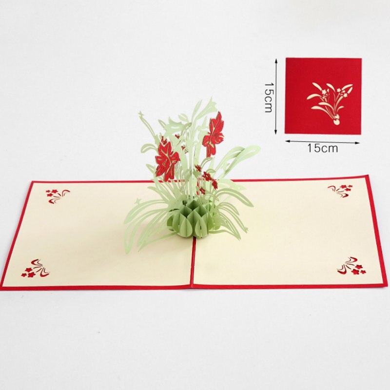 Rose Pop-up 3D Greeting Card - Greeting Card Romantic Red Flower Handmade Card Valentine's Day Wedding Anniversary: I