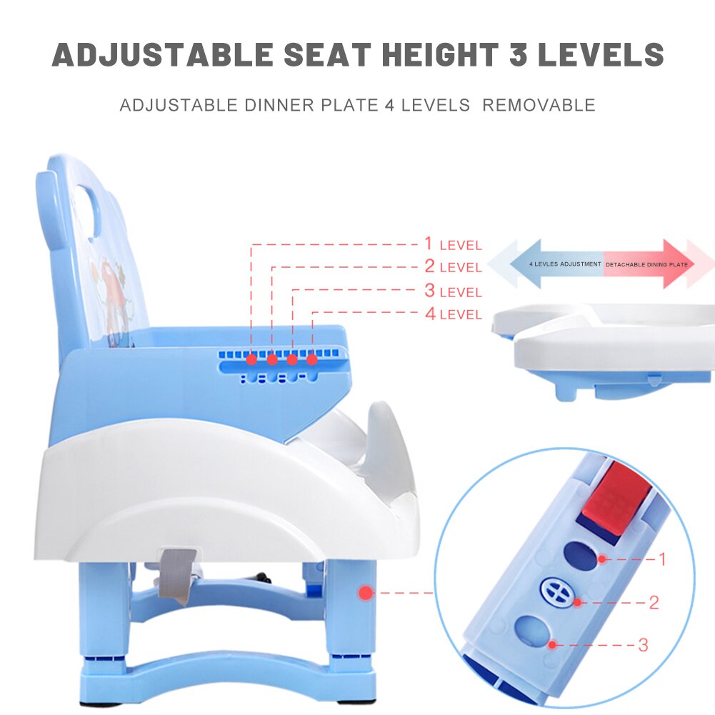 Children's Foldable Booster Seat Comfortable Deluxe Adjustable Height Easy To Clean Compact Booster Seat For Kids 0-3 Year Old