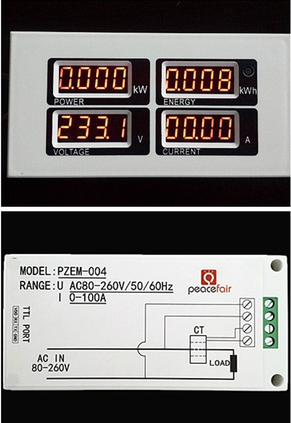 AC 80-260V 100A AC LCD Digitale Ampèremeter Voltmeter