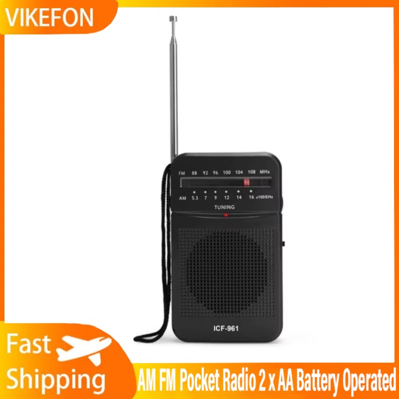 AM FM Pocket Radio,2 x AA Battery Operated Transistor Radio with Loudspeaker, Headphone Jack, Radio for Indoor, Outdoor Use