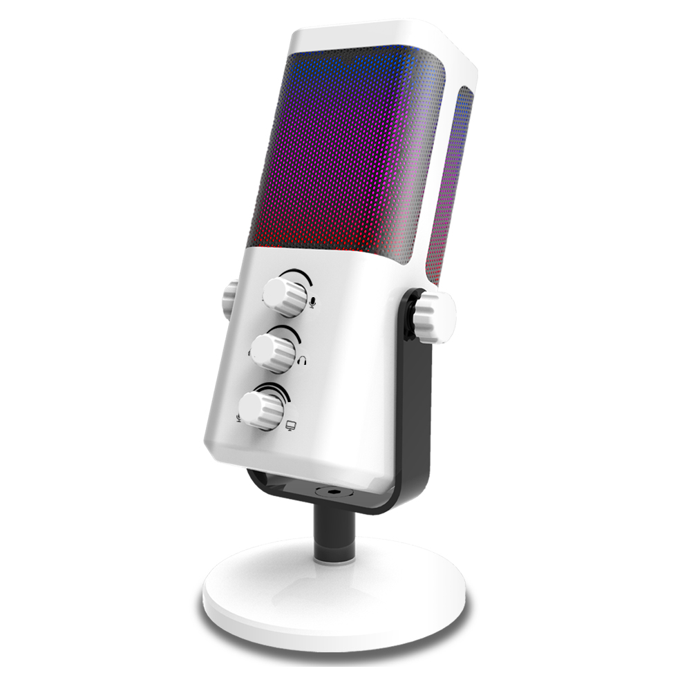 M7 kondensator-usb-mikrofoner med volumjusteringsknapp spillmikrofon egnet for podcast-livesendinger: Hvit