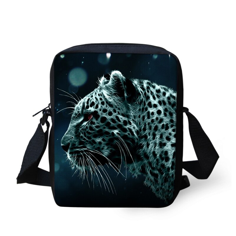 Men Messenger Bag 3D Animal Leopard Head Mini Crossbody Bag Kids Travel Bags Boys Children Small Handbag Mochila Bolsas