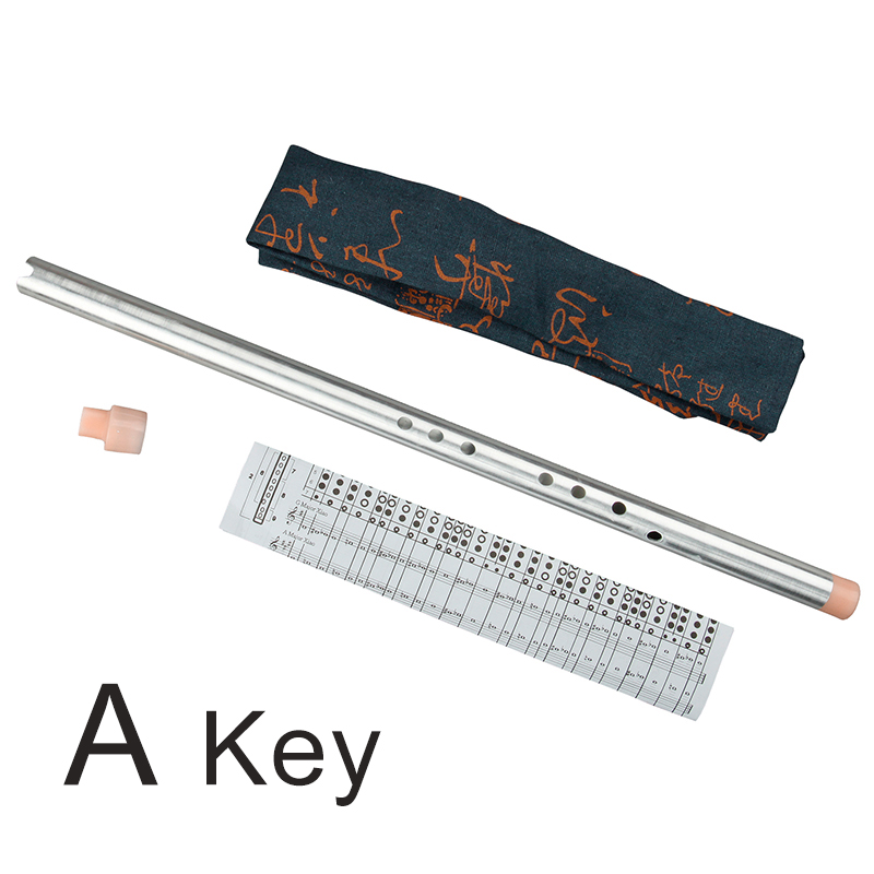 Klassieke Verticale Fluit Aluminium Metalen Xiao Mond Stuk Inclued Muziekinstrument Professionele Fluit Voor Beginner: A KEY silver