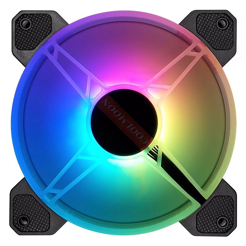 Coolmoon f-yh computer taske pc køleventilator rgb juster 120mm stille + ir fjernbetjening computer køler rgb cpu case blæser 6 stk.
