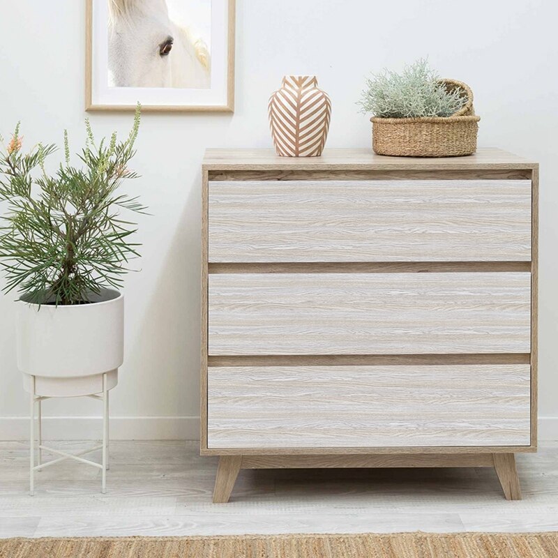 FashionSelf Adhesive Wallpaper Wood Grain Effect Waterproof Thick PVC Wallpaper Peel Stick Rolling Paper