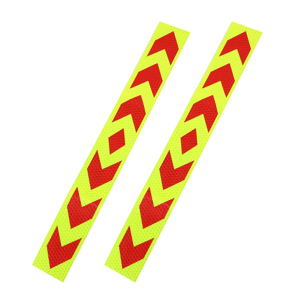 X Autohaux 2 Pcs Arrows Printed Self Adhesive Type Car Reflective Warning Sign Sticker Tape Yellow Black
