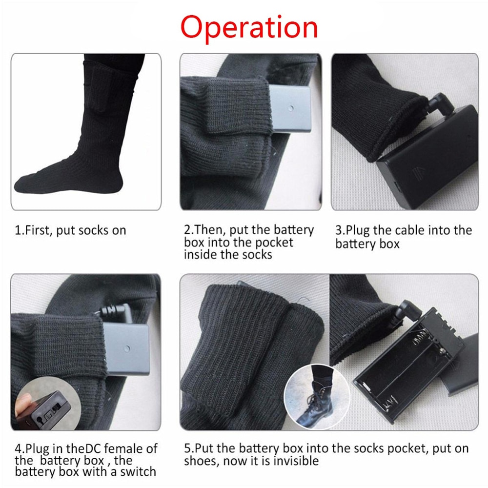 Electric Charging Battery Heated Cotton Socks Feet Thermal Winter Warmer Foot Sock Unisex Cycling Skiing Motorcycle Accessories