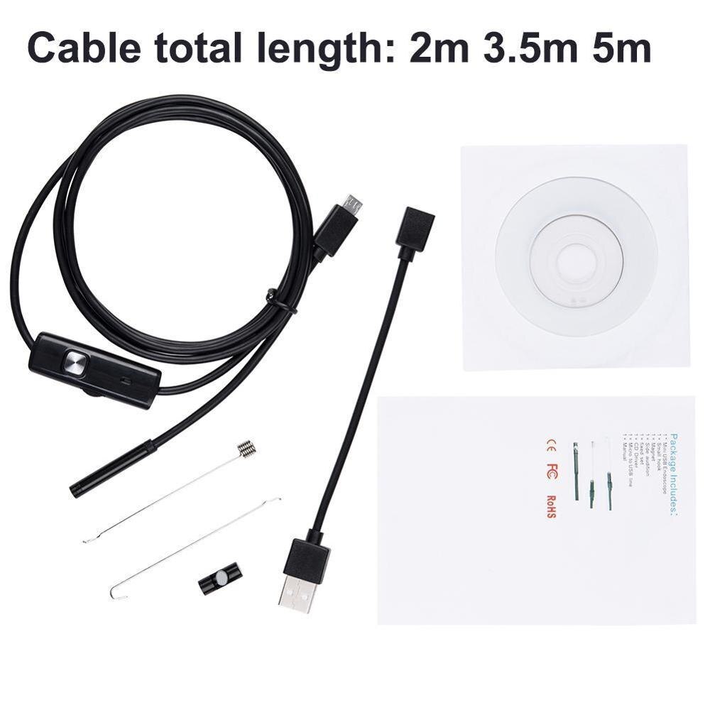 5.5mm Endoscope Camera Flexible IP67 Waterproof Micro Adjustable Camera Inspection Borescope For Android Notebook USB PC 6L B9Z6