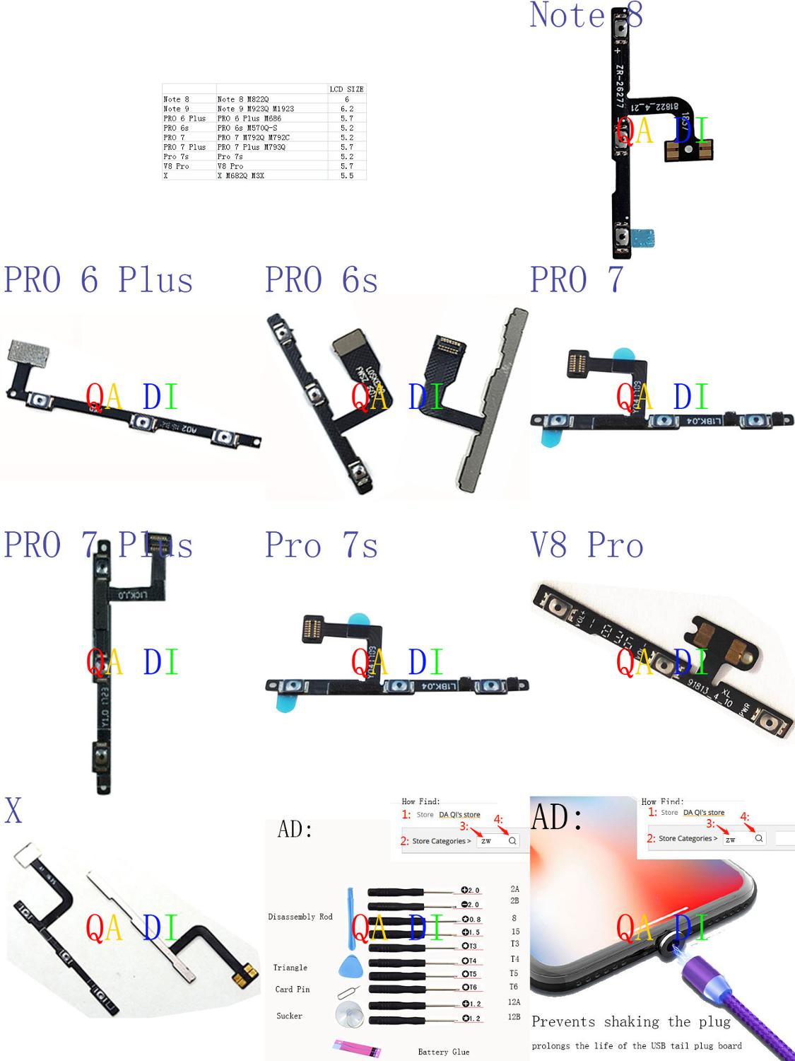 Vermogen Volume Key Knop Flex Kabel Voor Meizu Opmerking 8 9 Pro 6 Plus 6 S 7 7 S V8 X M822Q M923Q M1923 M686 M570Q-S M792Q M792C M793Q