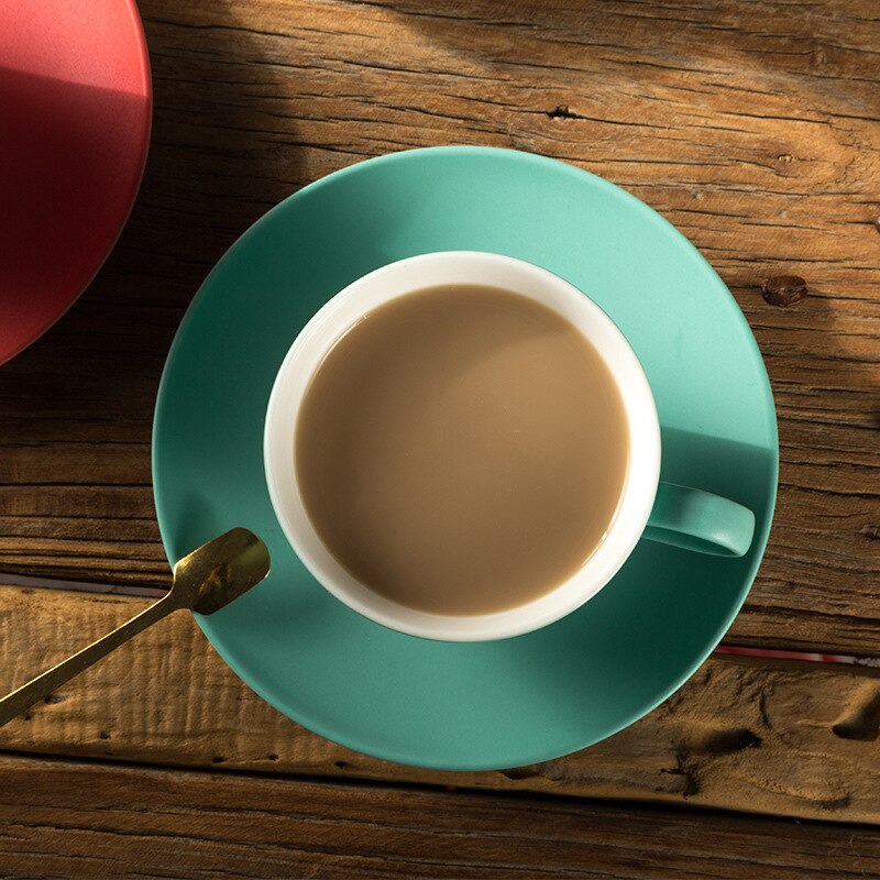 Large Capacity Ceramic Coffee Cup and Saucer Set Tableware Breakfast Milk Afternoon Tea Cappuccino Latte Mug for Dad Mom