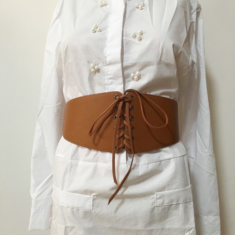 Festival Eenvoudige Taille Lace Up Lederen Riem Decoratie Tailleband Middeleeuwse Prinses Larp Kostuum Wijde Jurk Strap Gordel Voor Vrouwen