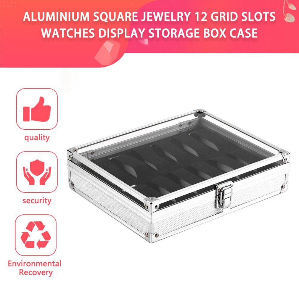 Metal Case 6/12 Grid Slots Polshorloge Display Case Opslag Houder Organisator Horloge Case Sieraden Dispay Horloge Doos