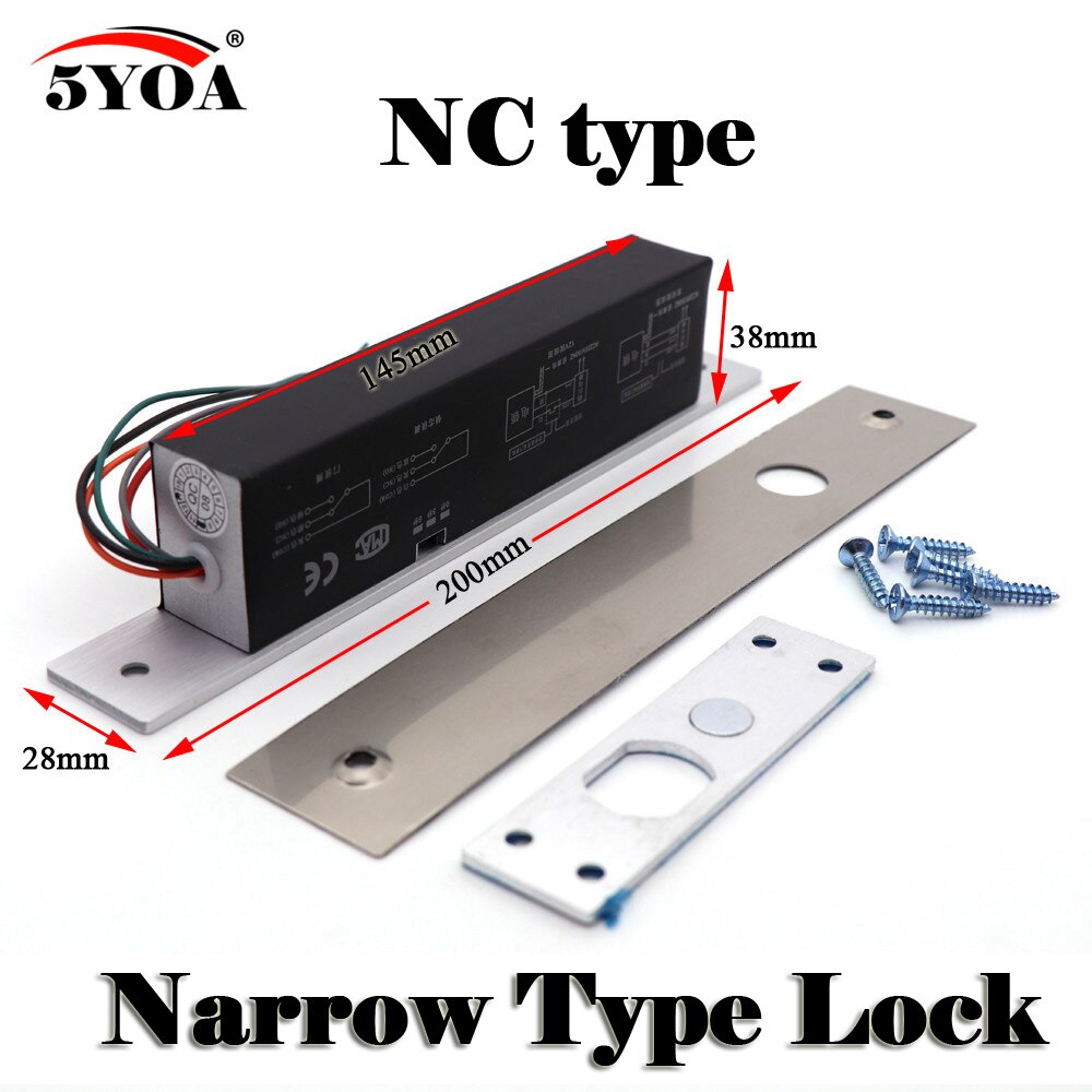 Schmale Tür Elektrische Bolzen Einsteckschloss für Türschloss Zugriff Kontrolle DC 12V Edelstahl Scheitern sicher Sichere NC KEINE Elektronische: Schwarz NC