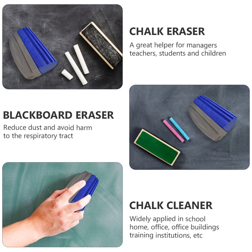 2Pcs Blackboard Eraser Collodion Chalk Eraser Versatile Chalk Cleaner Tool