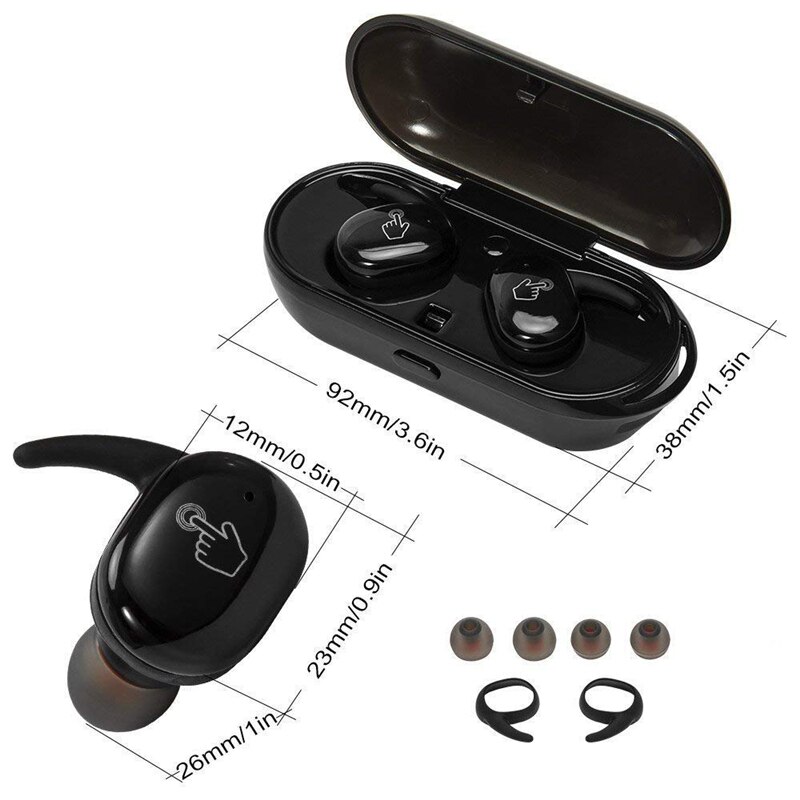 Tws Bluetooth 5.0 Touch Sport Waterdichte Oortelefoon Ruisonderdrukking Binaural Draadloze Bluetooth Headset Met Opladen Bin