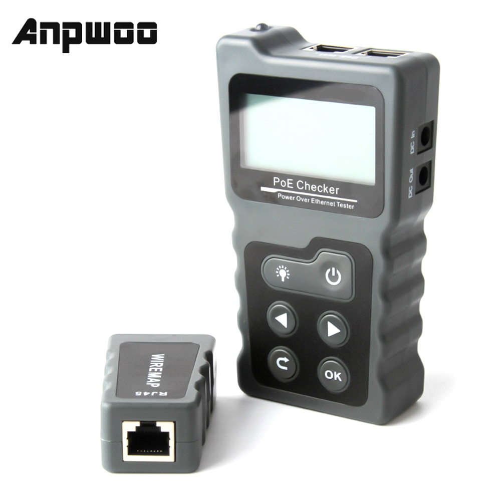 Multi-functional LCD Network Cable Tester Current Tester with Cable Tester PoE Checker Inline PoE Voltage rj45 lan tester tools