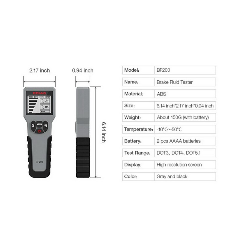 Digital Brake Fluid Tester for DOT3 DOT4 DOT5.1 Water Content Detector LED Display Car Accessories Oil Test Pen