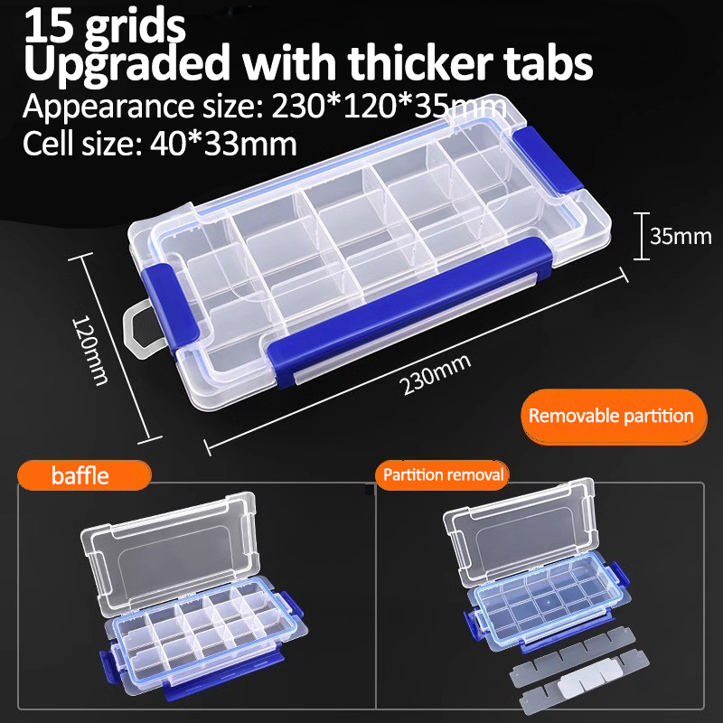 Transparante plastic doos Grote capaciteit Compartiment Organizer Box Onderdeel Gereedschapskist Meercellige materiaal Model Accessoires Opbergdoos: Oranje