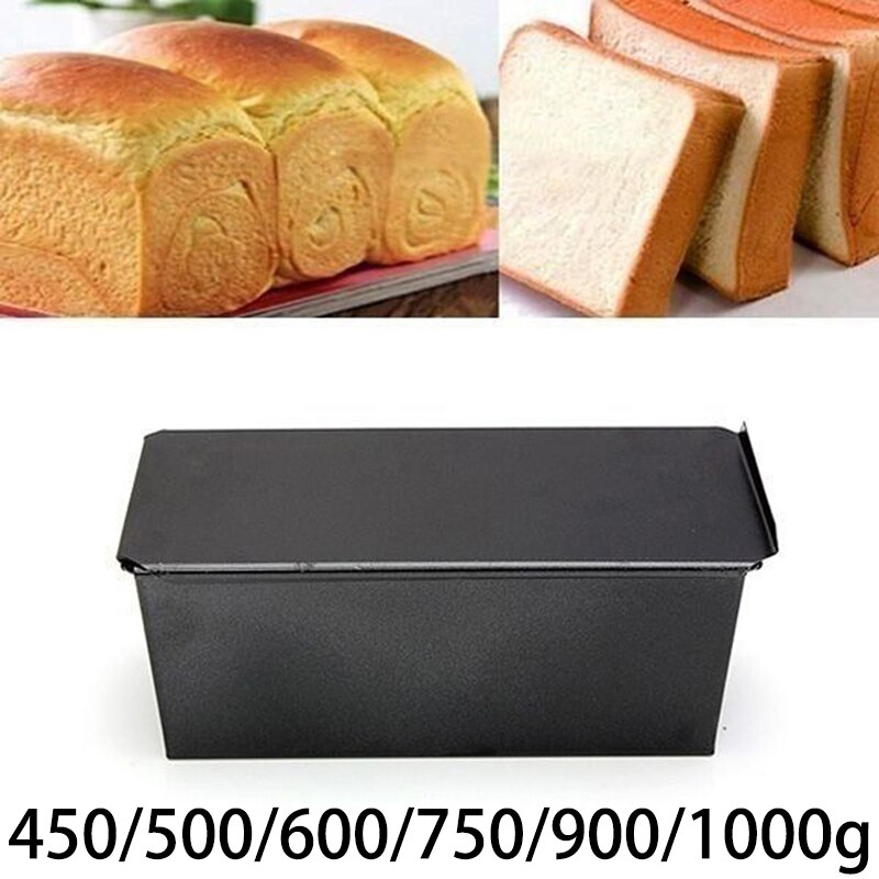 Toast brødform diy-form køkkenværktøj 450g-1000g jern sort med låg