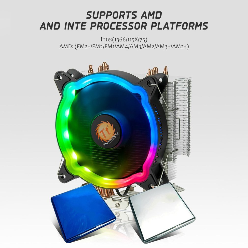 Rainbow D400P CPU cooler multi-plataforma/soporte AM4/4 tubo de calor/LED RGB fan/mute/control de temperatura inteligente