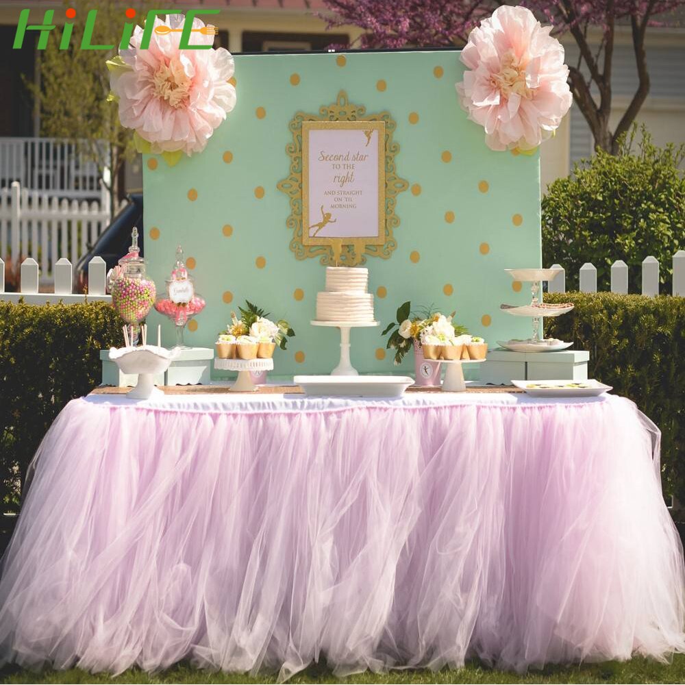 Hilife party tyll tutu 75*100cm multi färger bordskjol bröllopsfest dekoration med 3 bordsklämmor