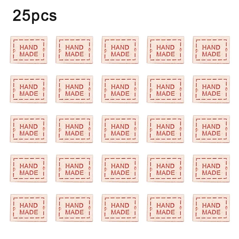 25/50pcs PU Leather Labels Tags Small Handmade Labels DIY Clothes Hats Bags Hand Made Label Sewing Tags Sewing Accessories Tools: Brass