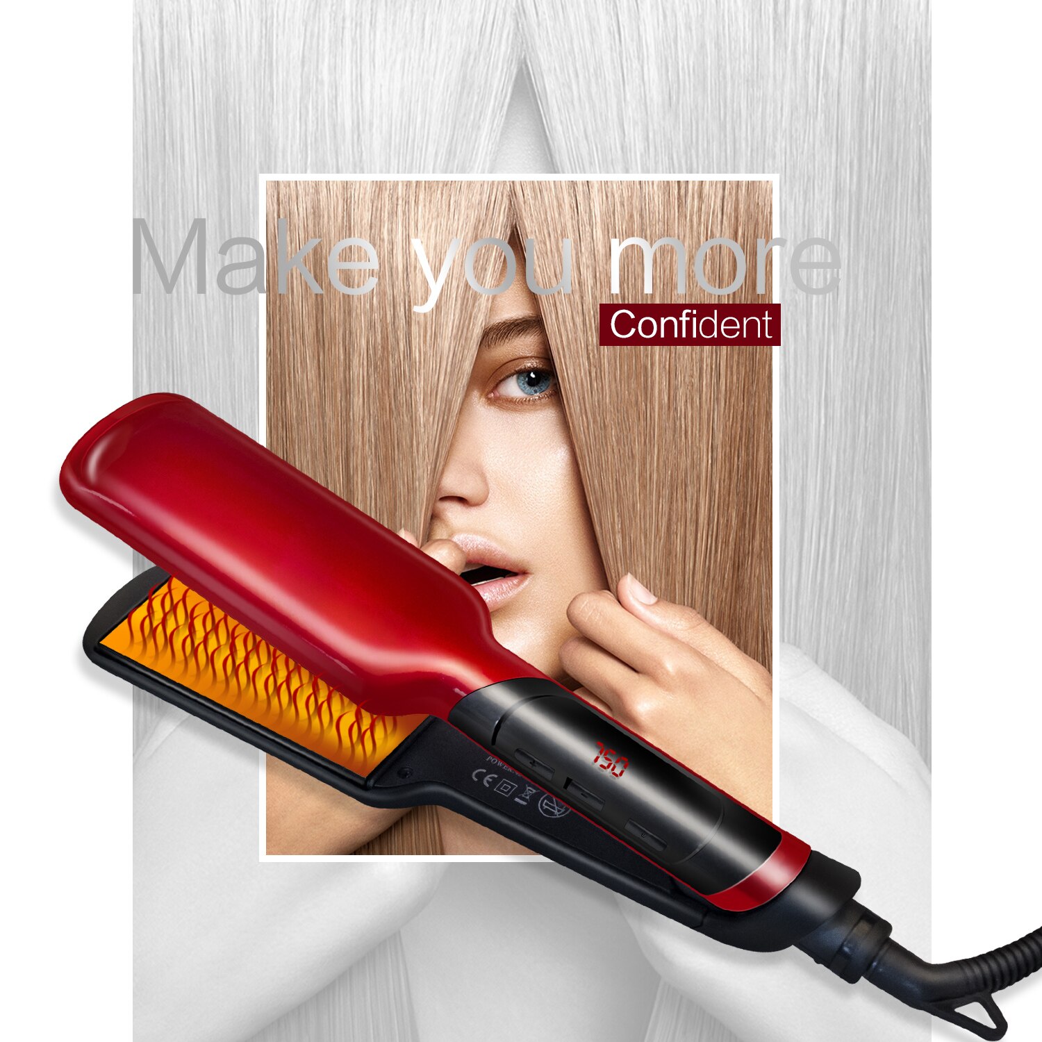 Hair Straightener Flat Iron Hair Straightener Portable Salon Fast Heat Hair Styling Tool
