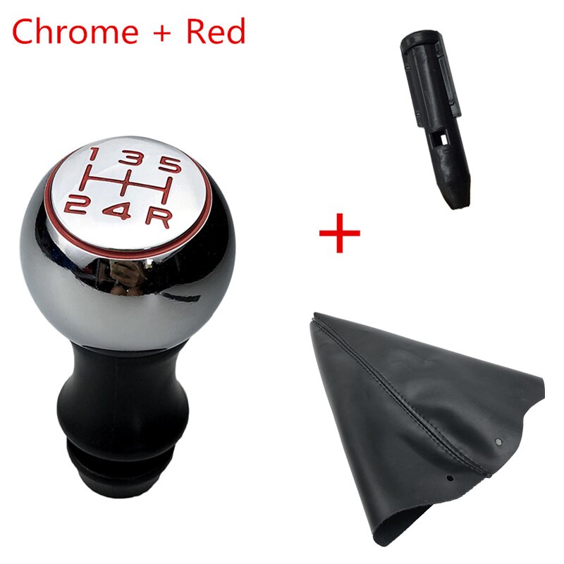 Levier de Changement de Vitesse Chromé Mat, Manette pour Voiture Peugeot 106 206 306 406 107 207 307 407 301 308 3008 C2 C3 C4: Chrome Red