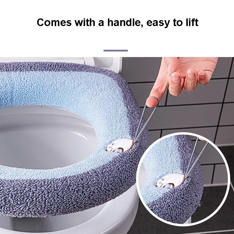 Comfortabele Borduren Badkamer Toilet Seat Cover Winter Wc Cover Huishoudelijke Closestool Mat Seat Case Deksel Deksel