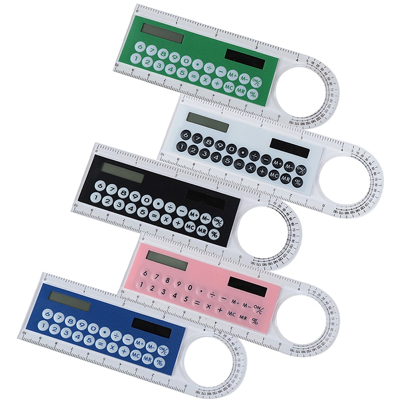 Mini-calculadora cartão de 10cm, energia solar, criativo, com régua multifuncional, material de escritório e escola, 1 peça
